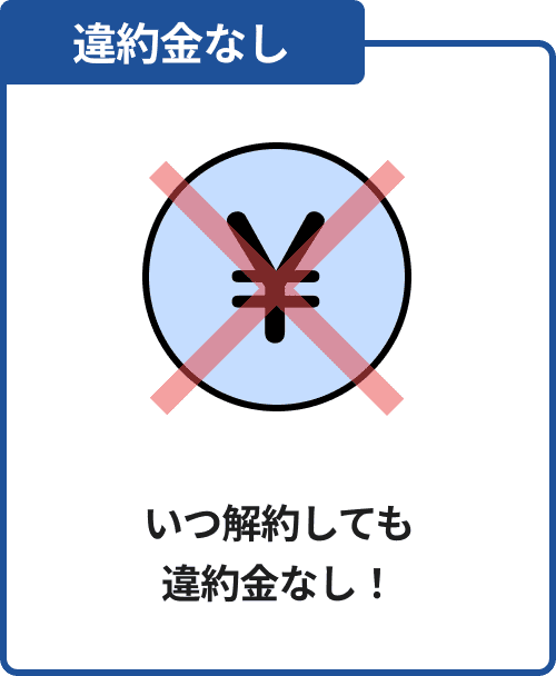 違約金なし　いつ解約しても違約金なし！