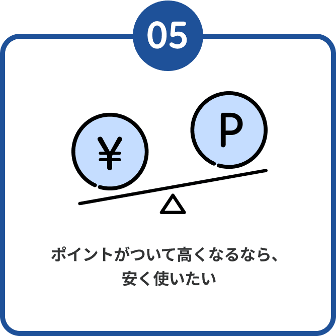 05 ポイントがついて高くなるなら、安く使いたい
